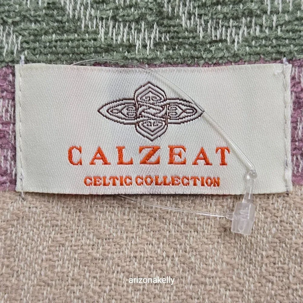 NEW Calzeat Celtic Knot Scarf Green & Purple